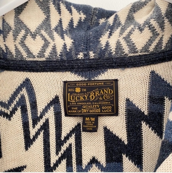 Lucky Brand Unisex Shawl Collar Cardigan Aztec Southwestern 100% Cotton Medium - Picture 8 of 12